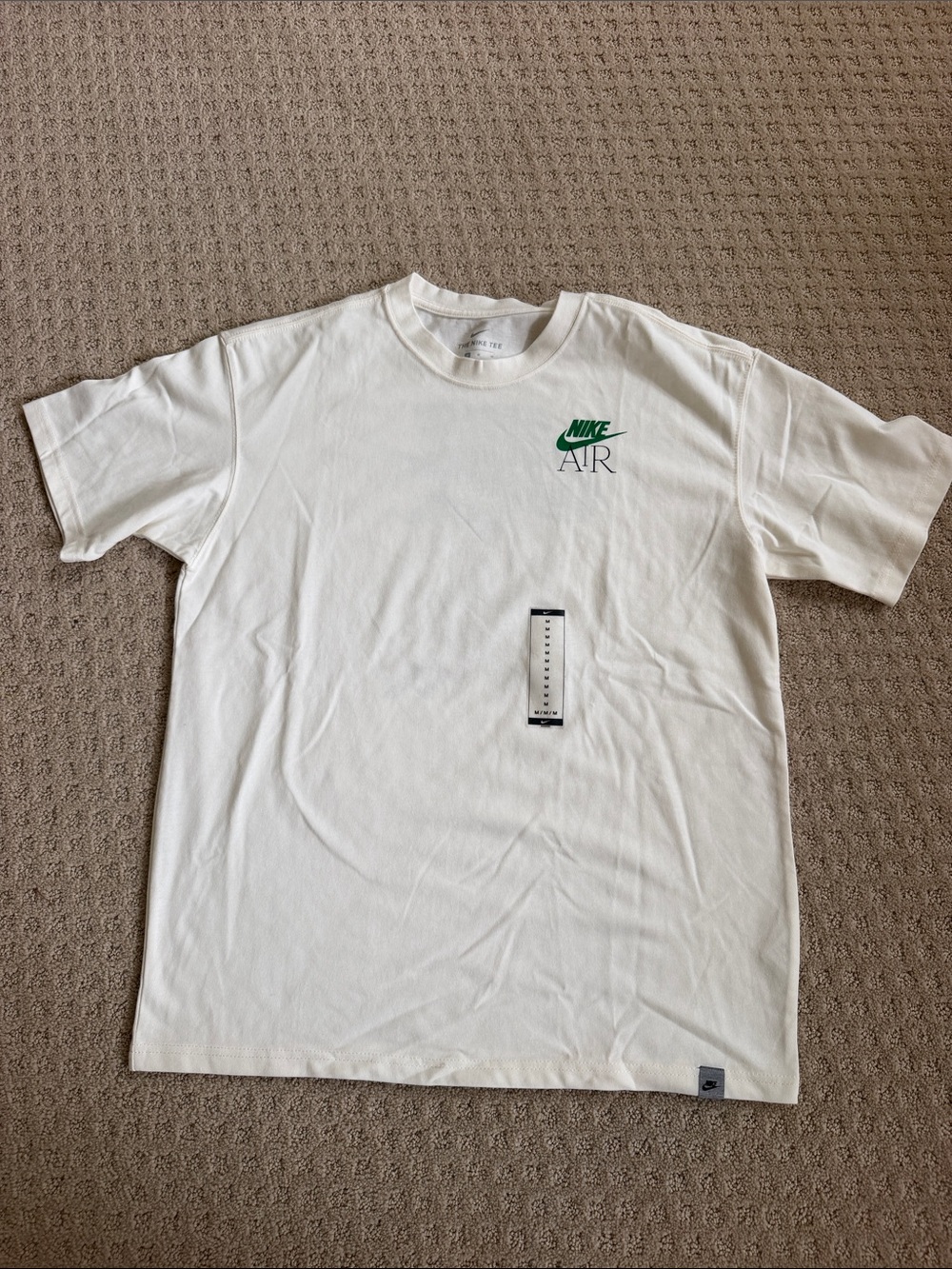 Nike White Short Sleeve T-Shirt with Green Nike Air Logo